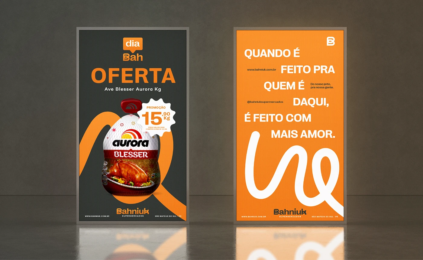 Peças publicitárias da marca Bahniuk