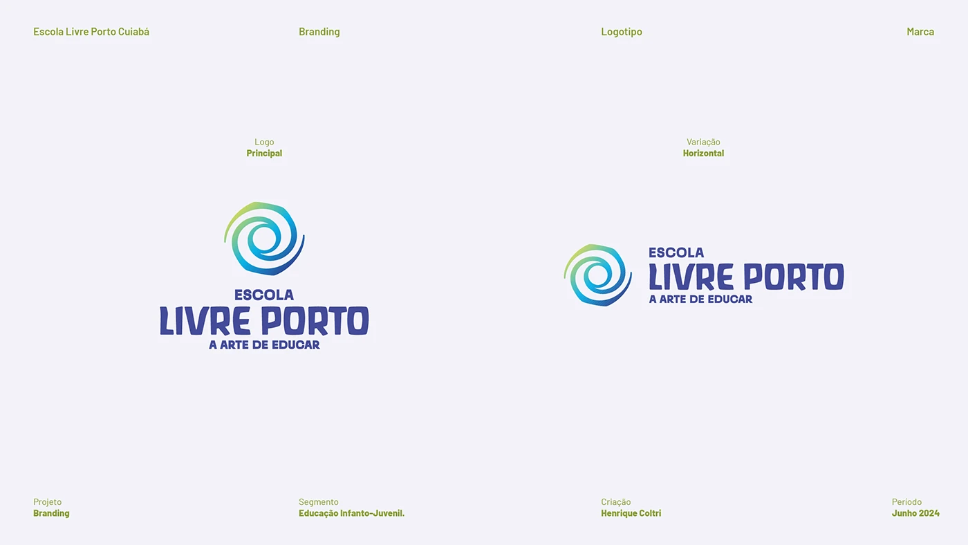 Versões principal e reduzida da marca Escola Livre Porto