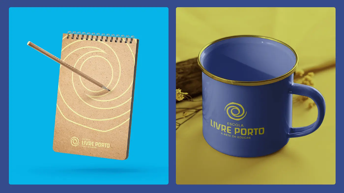 Caderno e caneca personalizados da escola